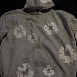 Grey Denim Tear Hoodie