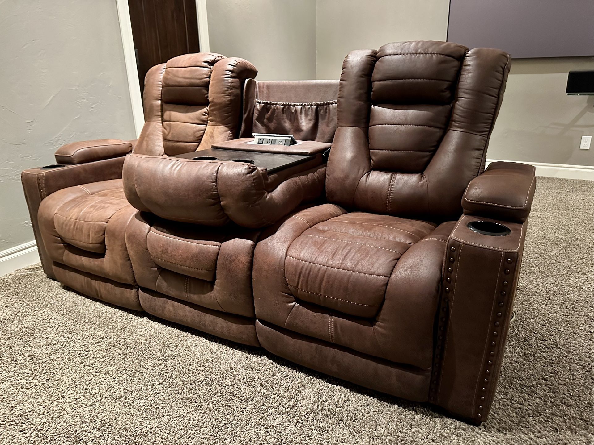 Set of 2: Brown Reclining Sofas