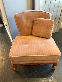 Vintage Slipper Chair with Accent Pillow