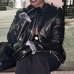 Black genuine leather jacket
