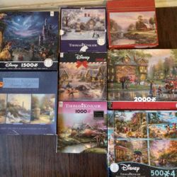 Lot Of 8 Jigsaw Puzzles Kinkade
