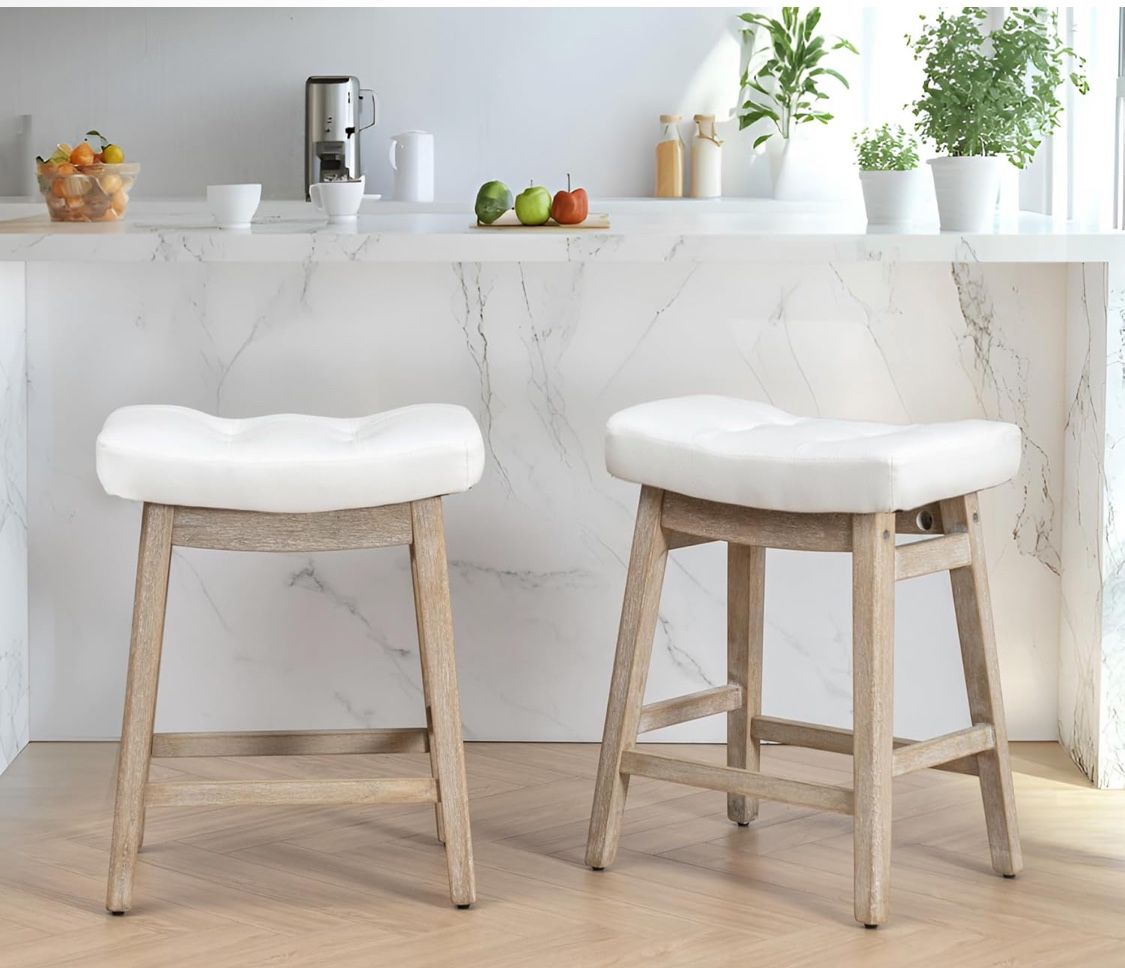 Set of 2 bar stools for kitchen, counter height