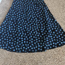 Elegant Black and Blue Patterned Women's Skirt size M