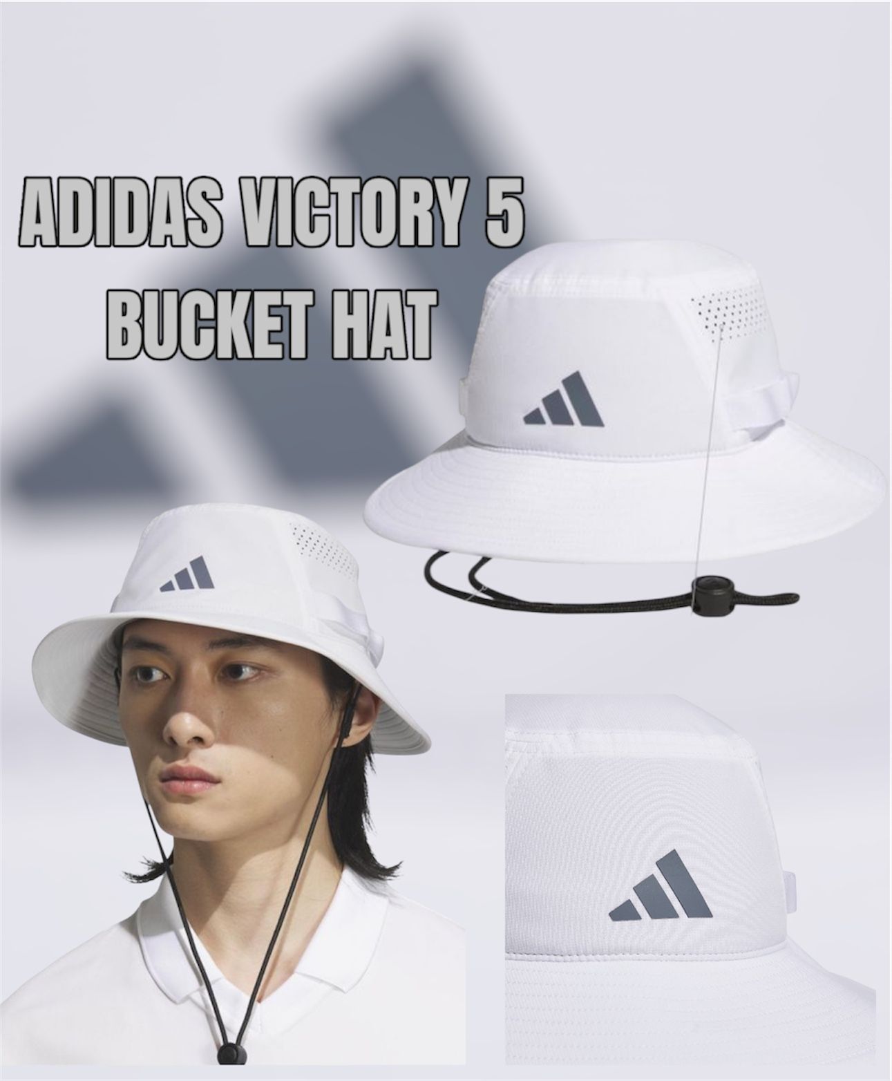 ADIDAS VICTORY 5 BUCKET HAT (White) S/M