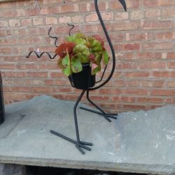 36" Handcrafted Steel Sculpture Statue Planter Pot Holder Stand Yard Decor Garden 