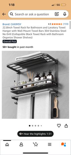 Brand New Black Bathroom Towel Rack & Storage Shelf, $60 on Amazon