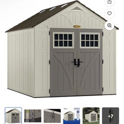 Suncast Metal and Resin Storage Shed, Vanilla, 8ft x 10ft, 547 Cu. ft. coverage area
