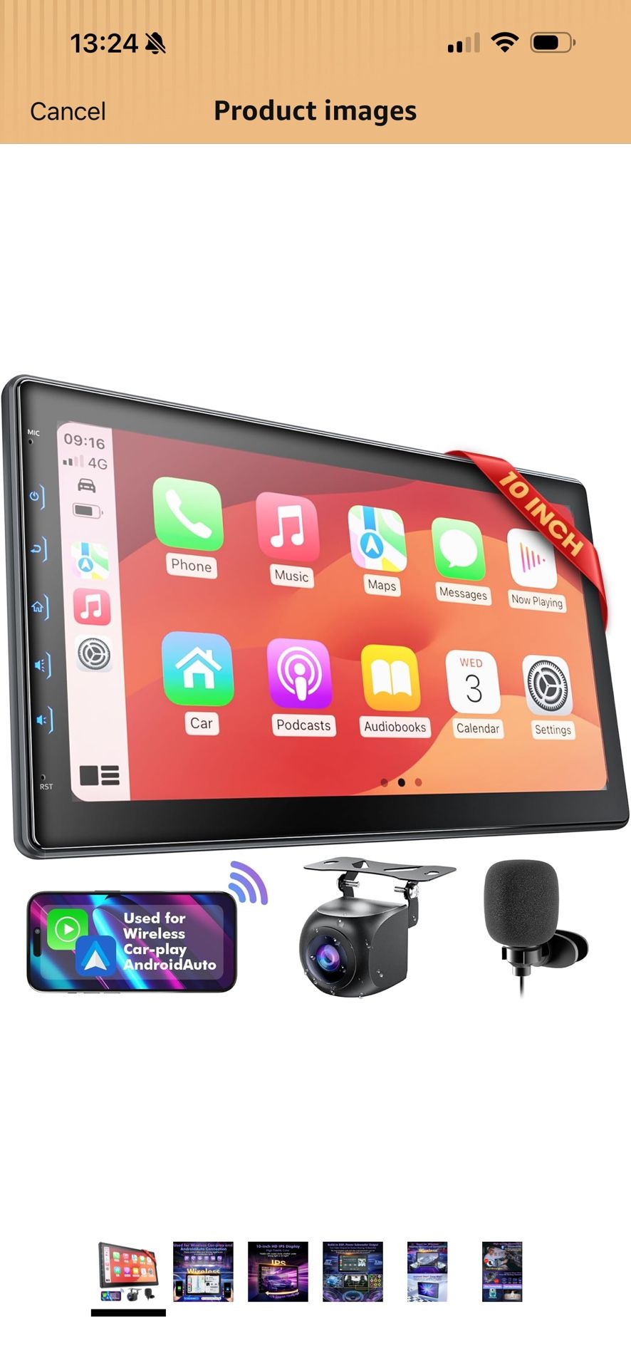 Brand New   10 Inch IPS Touch Screen Double Din Car Stereo Compatible with Wireless Carplay, Android Auto, Mirrorlink - Car Radio Audio Stereo Receive