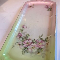 Antique porcelain tray or dish floral