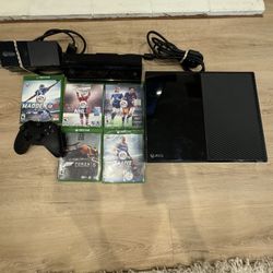 X Box One Console With Camera, Cords, Sealed Games