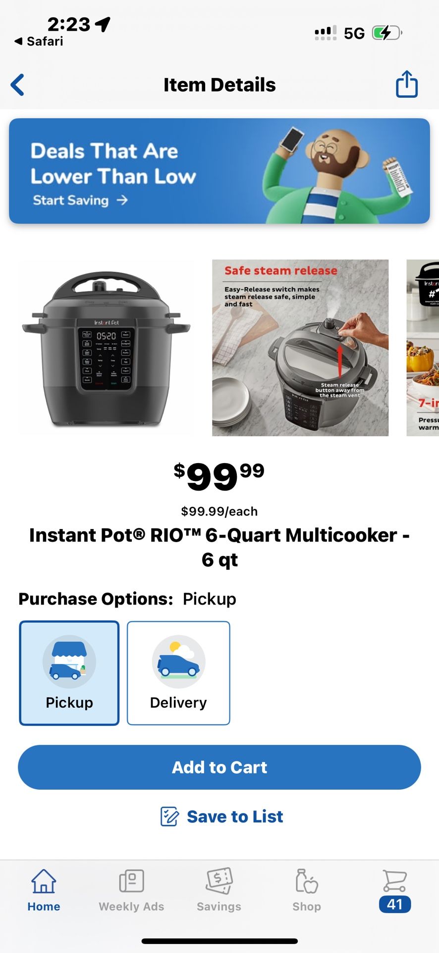 Insta pot 6 quart brand new one box Retails For 100