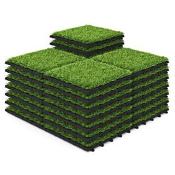 Giantex 30 Pack Interlocking Artificial Grass Tiles(12" x 12")