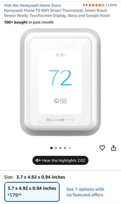 Honeywell Home T9 WIFI Smart Thermostat, Smart Room Sensor Ready, Touchscreen Display, Alexa and Google Assist