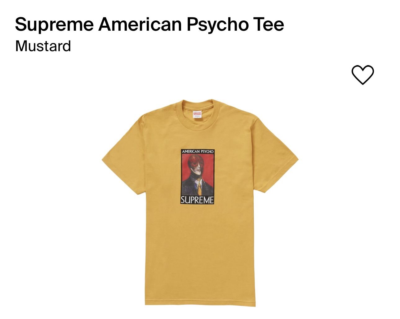 Supreme American Psycho Sz Med (mustard Yellow)