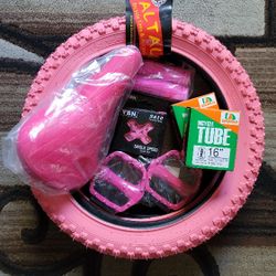 NEW Bicycle Bmx Jr Parts Bundle 16" Pink Knobby Tread