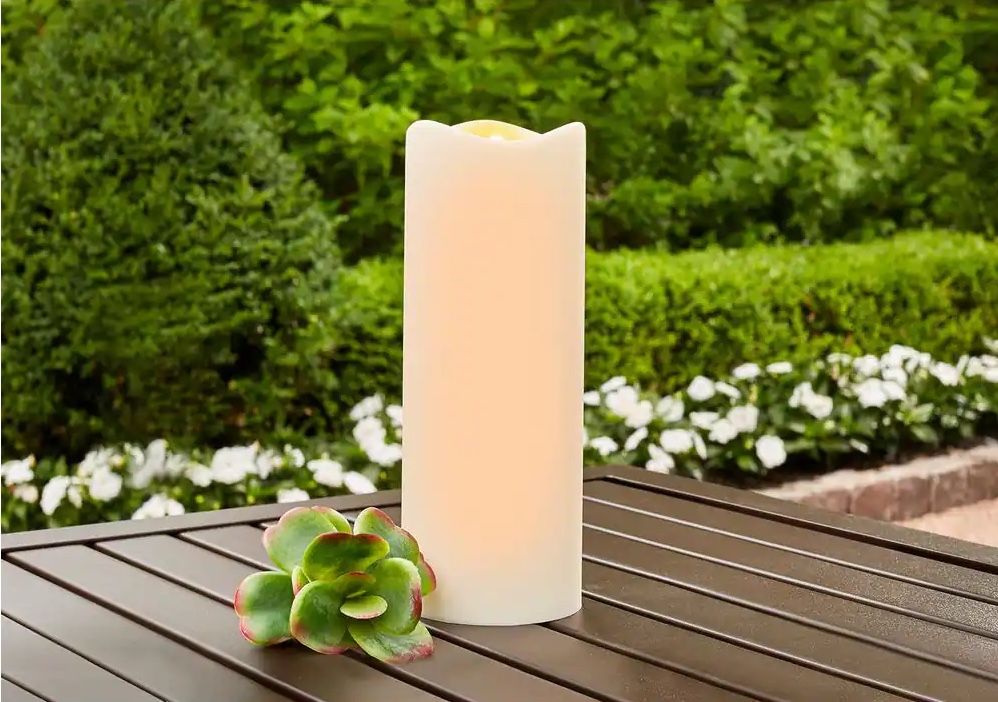 Hampton Bay 3” (D) x 8” (H) Battery Operated Indoor/Outdoor Patio Resin LED Candle