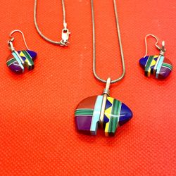 Sterling Inlaid Fetish Jewelry Set 