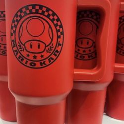 Universal Studios Mario Kart Red Insulated Plastic Travel Tumbler With Lid