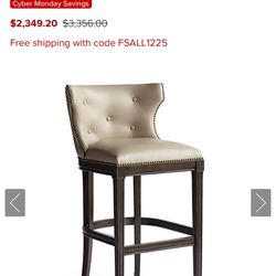 Four Frontgate Monaco Leather Bar Stools