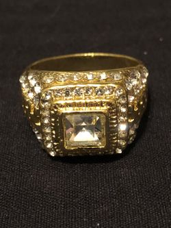 Men’s 14 kt gold plated diamond rhinestone ring all sizes