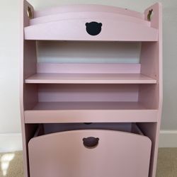 Pink Kids Bookshelf And Toy Storage Organizer