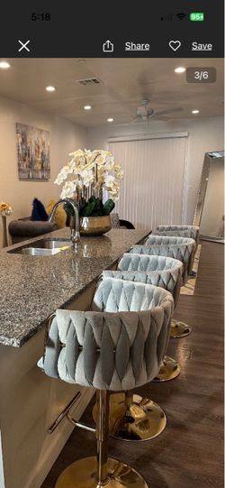 Gray Velvet Tufted Bar Stools Set of 4
