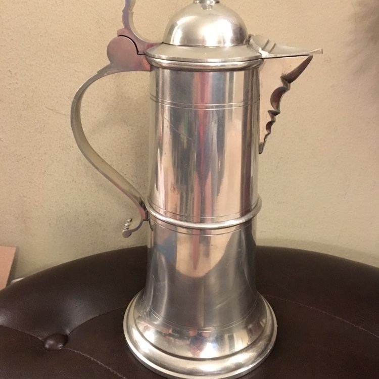 Antique pewter flagon Angel with trompet