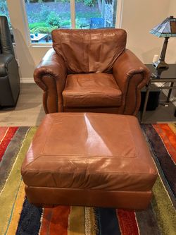 Leather chair and ottoman