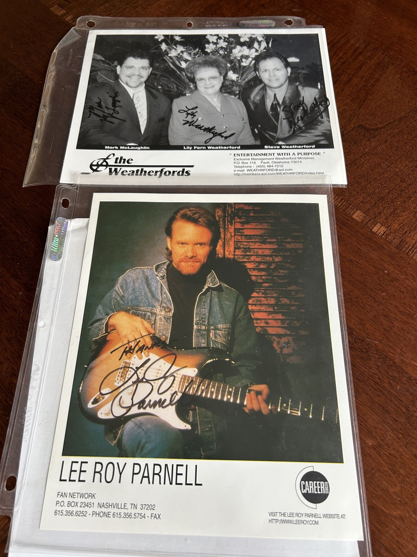 Autographed photos, Leroy Parnell, and the Weatherford’s signed