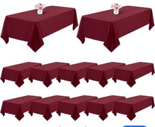 12 Pack Burgundy Tablecloth for Rectangle Tables,60 x 102 Inch Polyester Tablecloth for 6 Ft Tables,Stain and Wrinkle Resistant Washable Fabric Table 
