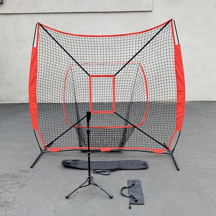 (New) $65 Baseball, Softball 7x7ft Practice (Net and Ball Tee Set) for Hitting Batting Training