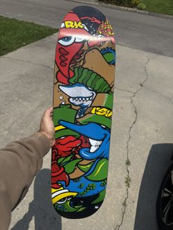 Ron Knigge New Deal Deep Sea Vandals Skateboard Deck Screened Fish NEW 8.6”