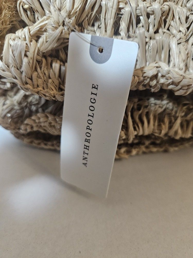 Anthropologie Raffia Ruffle Clutch