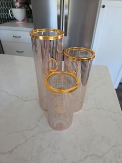PartyLite Blush & Gold Tealight Candle Holder Trio