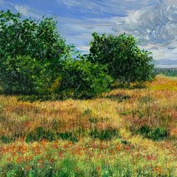 Spring Pathways 8" x 10"Acrylic Landscape Painting by Deb Bossert Artworks