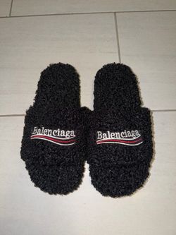 Balenciaga fur slides