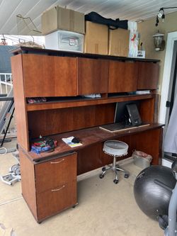 Large Office Desk With Drawer And File Cabinet