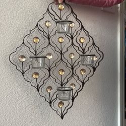 Metal Home Decor With Jewels And Glass Candle Holders