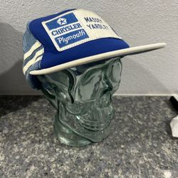 Vintage 80’s Chrysler Plymouth trucker hat featuring a patch from Massey Yardley