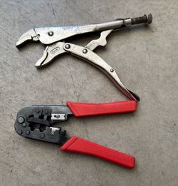 Husky Locking Pliers + RJ45/RJ11 Crimping Tool — $20 for both