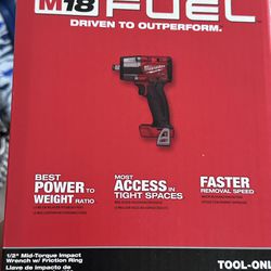 Milwaukee Fuel M18 Mid Torque 600fit Torque Brand New ( Tool Only) 