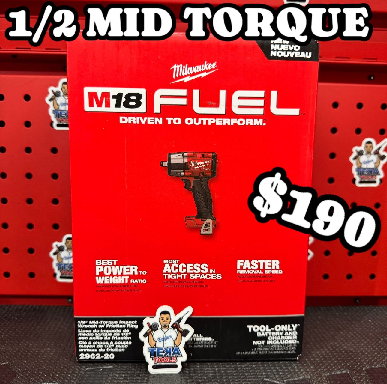 Milwaukee M18 FUEL Gen 18V Mid Torque 1/2 Impact Wrench w