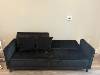 Luxury Black Sofa Bed w/ 2 Pillows