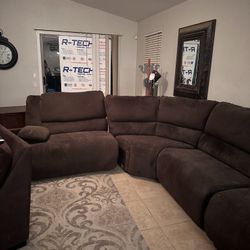 Brown L Shaped Couch 