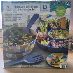 12-pc Bamboo Melamine Serveware Set (NEW)