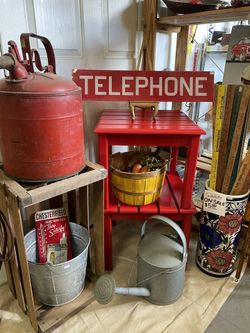 Vintage Red Wood Tables
