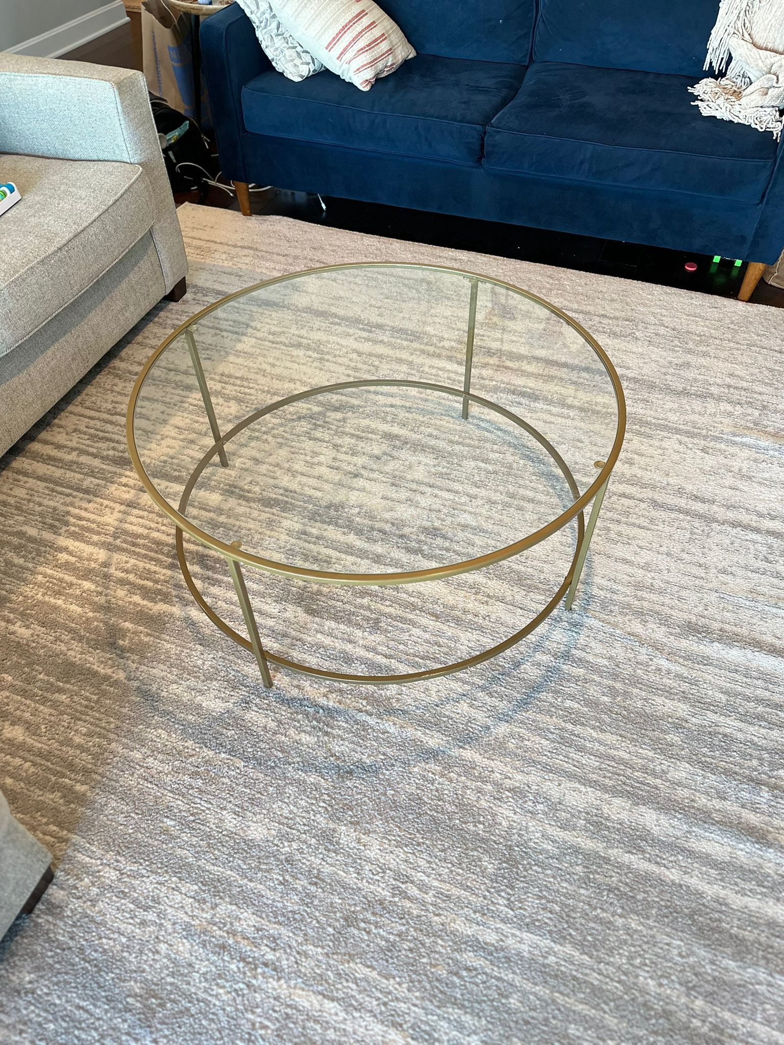 Glass Round Coffee Table With Gold Finish