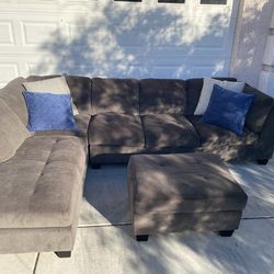 2 Piece Sectional Couch With Ottoman