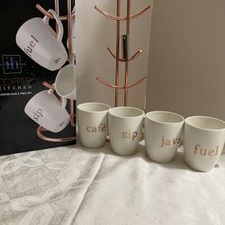 Coffee Cups & Holder