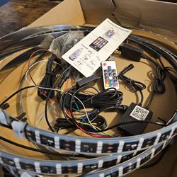 17.5" Quad Row Brightest Four Rolls LED Wheel Rim Lights High Lumens for Car Truck SUV Pickup Vehicle Off-Road Multi-Color Chasing Dynamic Tire Well L